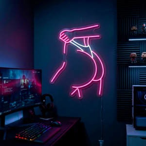 Silueta Gamer Girl en Neón LED– 70cm x 53cm