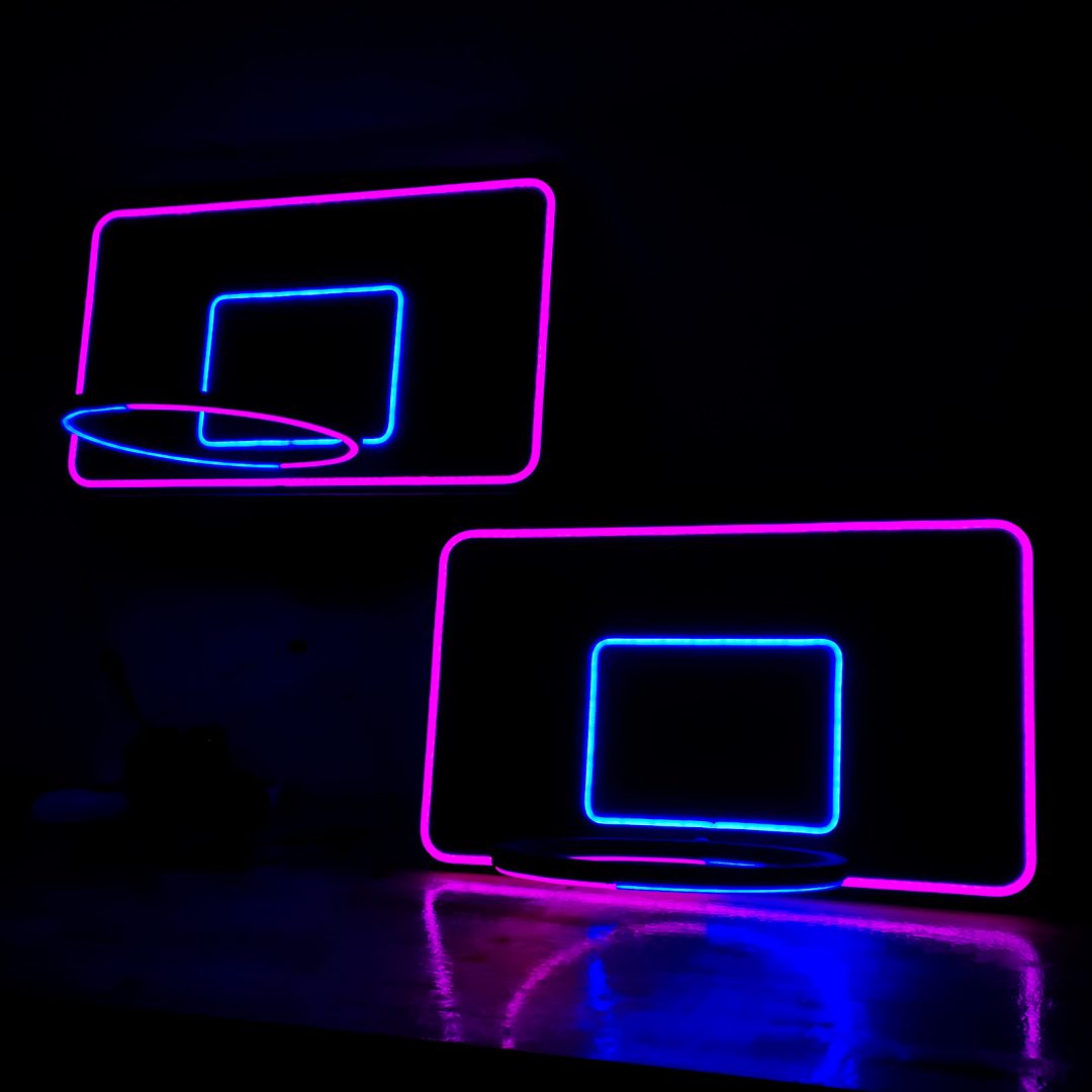 cartel deportivo aro de baloncesto mados neón led flex